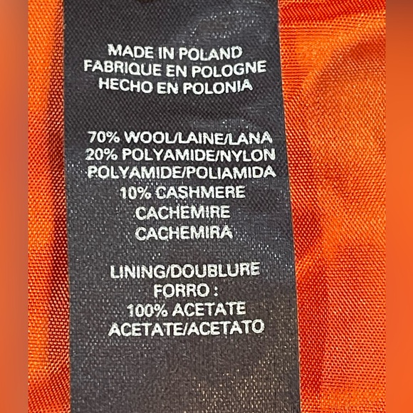 French Connection Vibrant Orange Wool Pea Coat - Picture 6 of 8